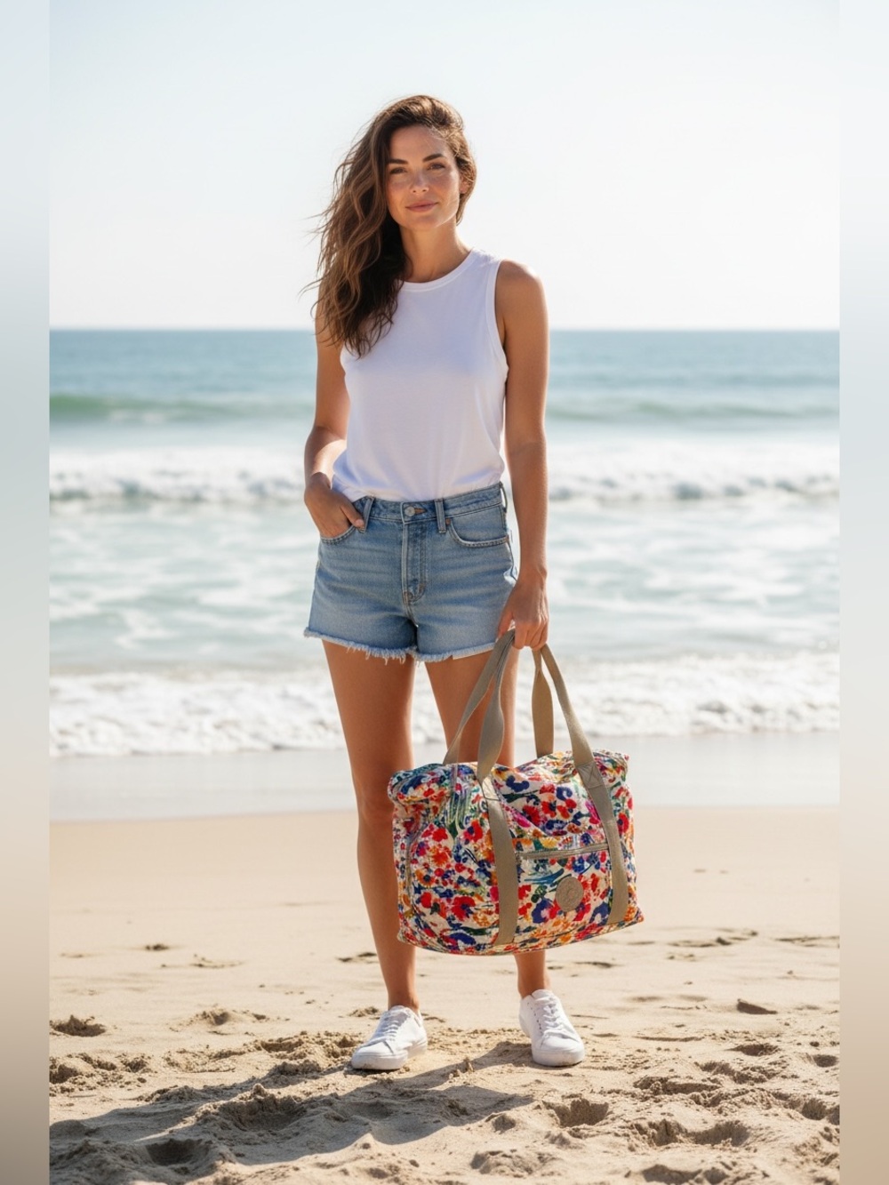 Kipling Colorful Floral Large Tote